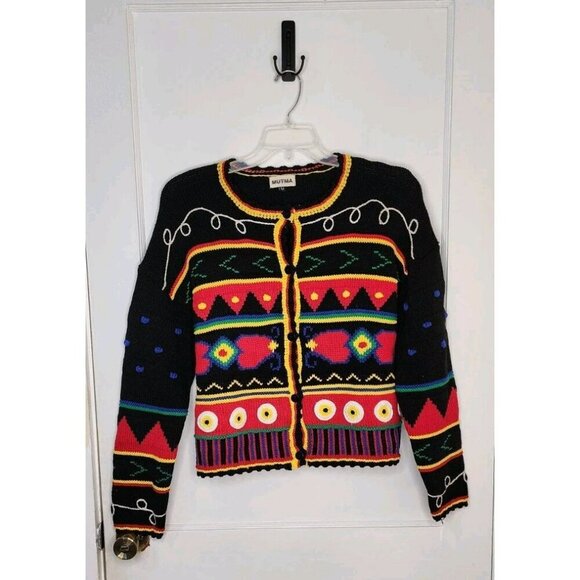 Lisa Says Gah Sweaters - Lisa Says Gah Mutma Vintage Style Knit Sweater Size U (Large) Colorful